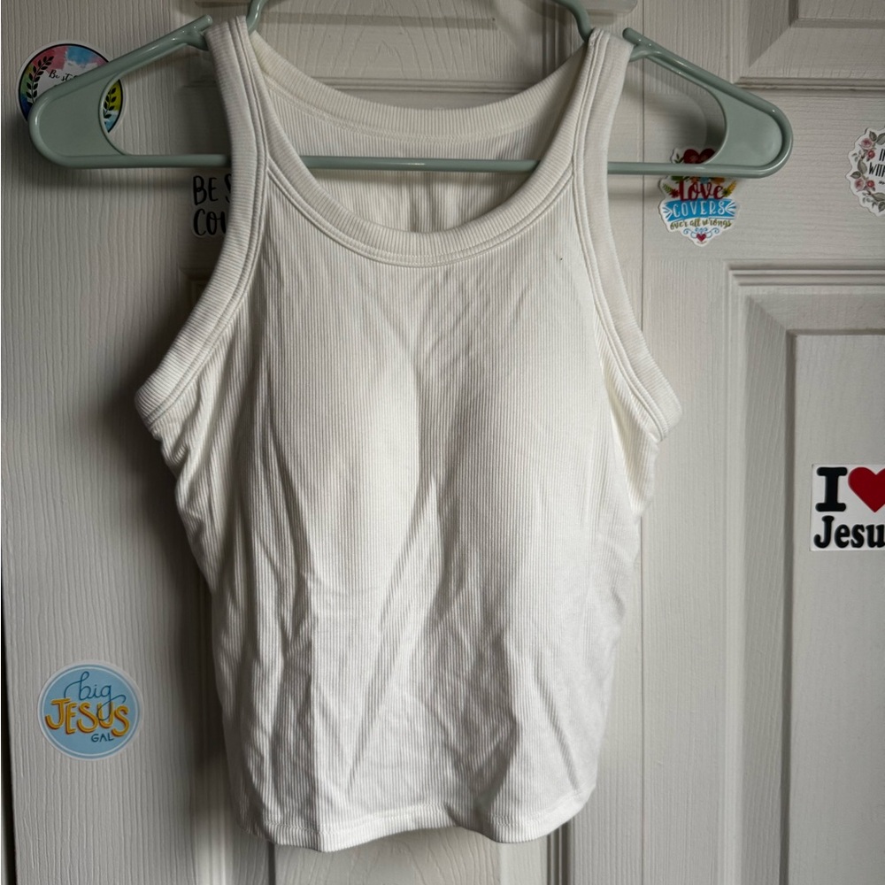 White Ribbed Tank Top